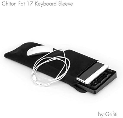 GRIFITI Chiton Fat 17 7" x 18" Neoprene Keyboard Sleeve Cover for 17 Inch 10key Mechanical & Standard Keyboards Portable Case - Extra Pocket for Cable, Mouse, Gaming Trackpad or Computer Tenkeyless