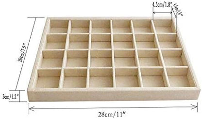 Velvet Sunglasses Organizer Tray 4 Slot, Stackable Eyewear & Glasses Display Case, Premium Beige Velvet, Scratch-Free Lining, Drawer Insert for Dressing Table Vanity Home Retail Trade Show