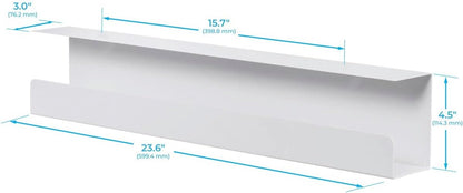 Monoprice Under Desk Cable Tray - Steel with Power Supply and Wire Management - Workstream Collection White