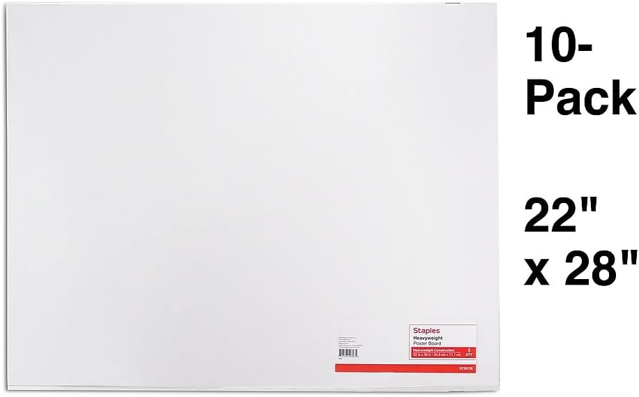 Staples Poster Board, 22" x 28", White, 20/Carton - Display Boards for School & Office Projects