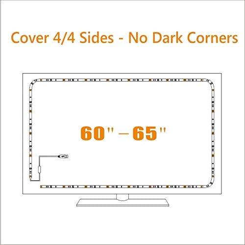 USB TV Backlight LED Strip Lights Kit for 24 to 60 inches Smart TV Sony LG Monitor, HDTV Wall Mount Stand Work Space Gaming Room Decor, LED Bias Ambient Mood Lighting