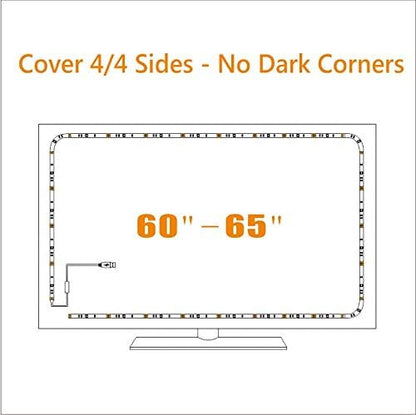 USB TV Backlight LED Strip Lights Kit for 24 to 60 inches Smart TV Sony LG Monitor, HDTV Wall Mount Stand Work Space Gaming Room Decor, LED Bias Ambient Mood Lighting
