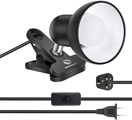RONG&LAN Clip lamp,360° Rotation Clip on Lamp Portable Book Reading Light,Clamp on Desk/Table/Bunk Bed/Cupboard Home Lighting, (Desk lamp,Seven Colors for Your Choice) (White,2)