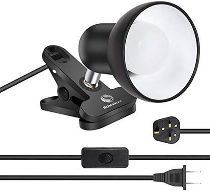 RONG&LAN Clip lamp,360° Rotation Clip on Lamp Portable Book Reading Light,Clamp on Desk/Table/Bunk Bed/Cupboard Home Lighting, (Desk lamp,Seven Colors for Your Choice) (White,2)