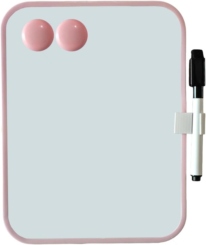 Small Dry Erase Board，Fridge Whiteboard，6" X 8" with Dry Erase Markers Magnetic and 2 Magnets，Mini Whiteboard for Office Door，School Lockers（White）