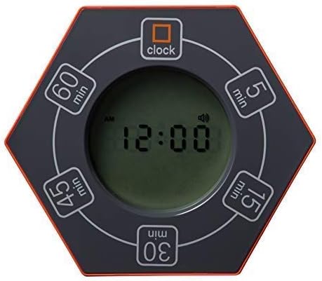 Home & Office Timer with Clock, 5,15, 30, 45, 60 Minute Preset Countdown Timer, Easy-to-Use Time Management Tool (Cyan)
