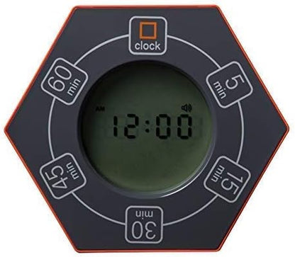 Home & Office Timer with Clock, 5,15, 30, 45, 60 Minute Preset Countdown Timer, Easy-to-Use Time Management Tool (Cyan)