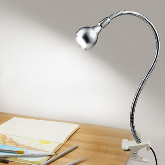 LED Desk Lamp Clip On Light,360°Flexible Gooseneck and Clamp Reading Light,Portable USB Powered Task Light with Clamp,Night Light Clip on for Desk, Bed Headboard and Computers Silver