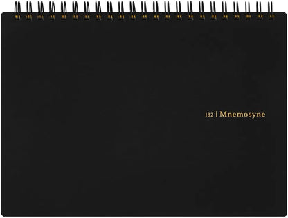 Maruman Mnemosyne Grid Notebook- Horizontal A4 Layout, 8.27" x 11.69", 70 Sheets / 140 Pages, 5mm Graph Paper Journal, Perforated Pages & Wire-Bound to Lay Flat, Black, Made in Japan