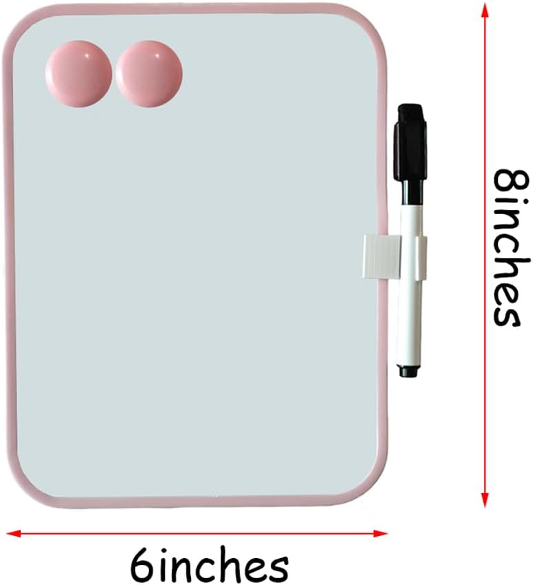 Small Dry Erase Board，Fridge Whiteboard，6" X 8" with Dry Erase Markers Magnetic and 2 Magnets，Mini Whiteboard for Office Door，School Lockers（White）