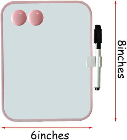 Small Dry Erase Board，Fridge Whiteboard，6" X 8" with Dry Erase Markers Magnetic and 2 Magnets，Mini Whiteboard for Office Door，School Lockers（White）