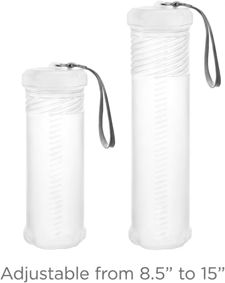 QWORK Extendable Artist Storage Tube - Durable Plastic, 2 Pack Adjustable Length 8.5" to 15", 2.4" Width, Translucent with Carrying Lanyard for Brushes, Pens & Watercolor Supplies