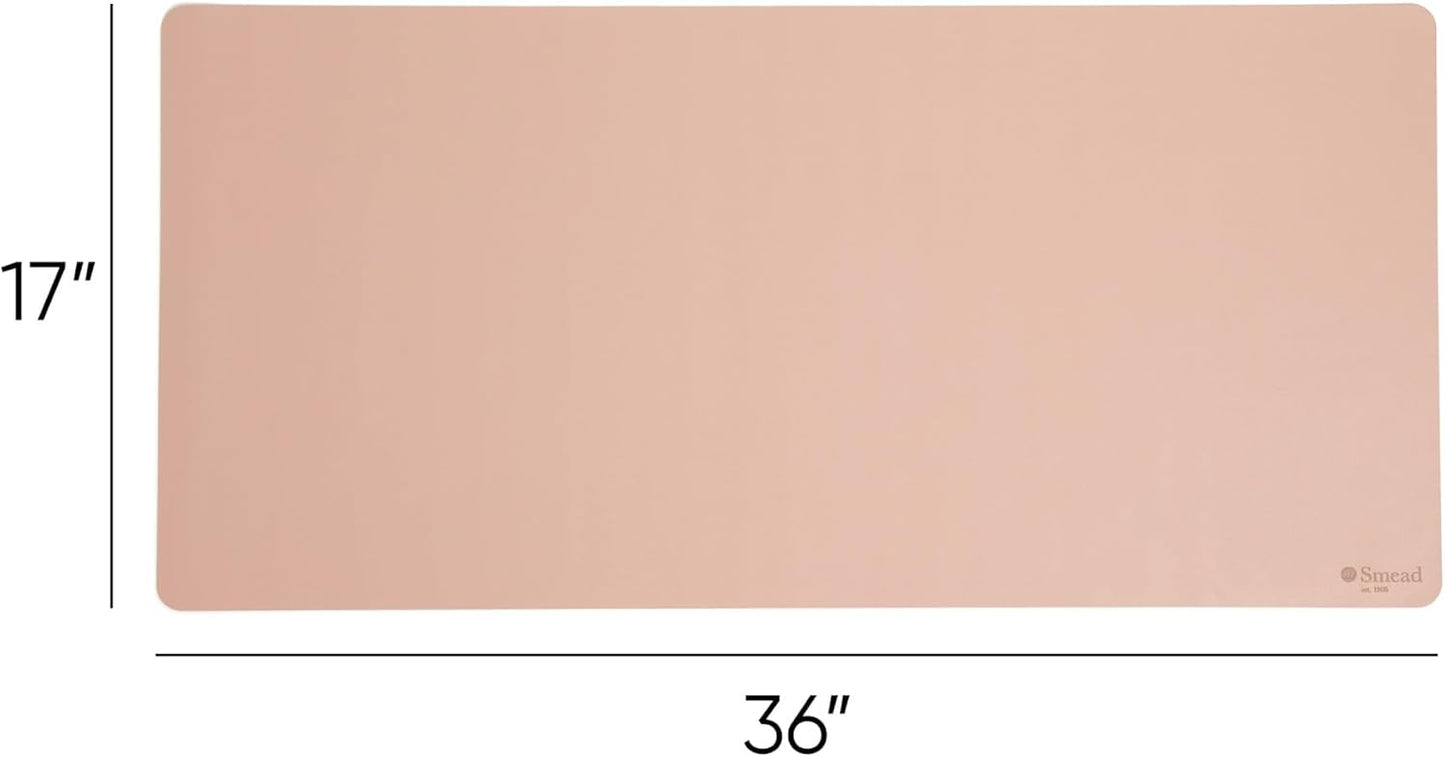 Smead Desk Pad, Vegan Leather Desk Mat with Non-Slip Faux Suede Backing, Perfect Desk Organizer for Office Decor, 31.5” x 15.7” Medium, Sandstone (64831)