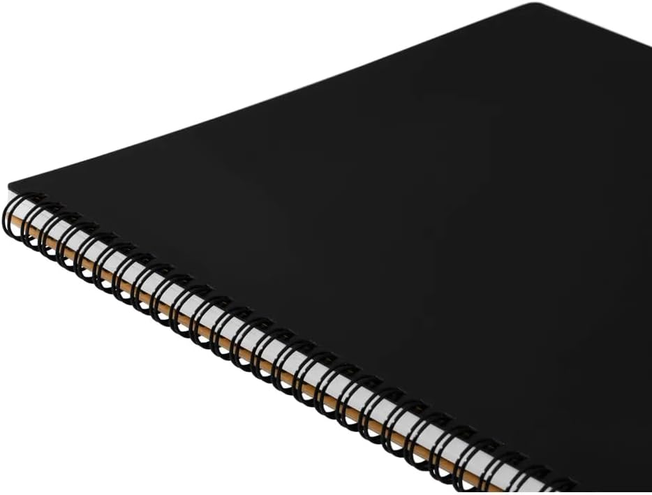 Maruman Mnemosyne Grid Notebook- Horizontal A4 Layout, 8.27" x 11.69", 70 Sheets / 140 Pages, 5mm Graph Paper Journal, Perforated Pages & Wire-Bound to Lay Flat, Black, Made in Japan