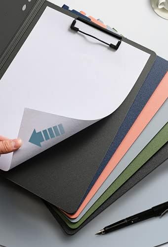 2 Pcs Folding Clipboard,Clipboard Foldable 9x12.5 inch Waterproof File Folder Clip Boards,A4 or A3 Size File Cover Folder Writing Clipboards with Two Metal Clip,Support Horizontal and Vertical (Black)