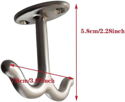 Zinc Alloy Double Prong Ceiling Hooks, 6 pcs Under The Table Coat Hook for Closet Top Bathroom Kitchen Cabinet Garage