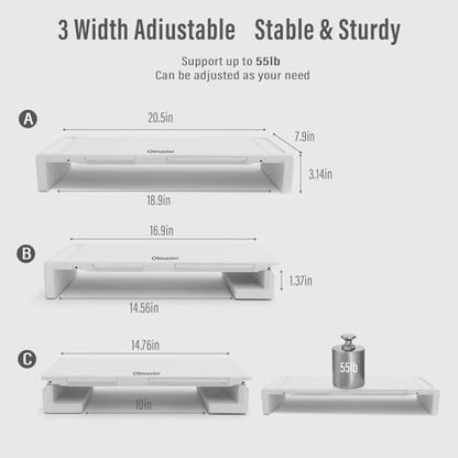 OImaster Adjustable Monitor Stand Riser with Drawer - Foldable Computer Stand for Desk, Desktop Organizer with Phone Holder & Pen Slot, Space Saving Laptop Riser for Home Office, Black
