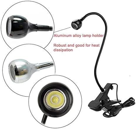 LED Desk Lamp Clip On Light,360°Flexible Gooseneck and Clamp Reading Light,Portable USB Powered Task Light with Clamp,Night Light Clip on for Desk, Bed Headboard and Computers Silver