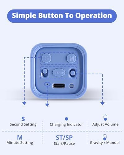 Productivity Timer Flip Gravity Sensor Cube Timer Countdown & Countup,Mute & Vibrate & Sound，5/10/30/60min & Custom Timing, Perfect for ADHD,Work,Learning,Kitchen Cooking (1Black)