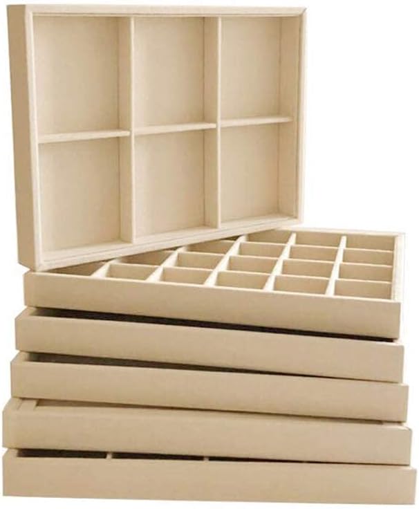 Velvet Sunglasses Organizer Tray 4 Slot, Stackable Eyewear & Glasses Display Case, Premium Beige Velvet, Scratch-Free Lining, Drawer Insert for Dressing Table Vanity Home Retail Trade Show