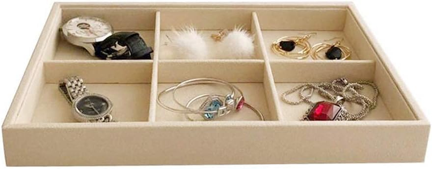 Velvet Sunglasses Organizer Tray 4 Slot, Stackable Eyewear & Glasses Display Case, Premium Beige Velvet, Scratch-Free Lining, Drawer Insert for Dressing Table Vanity Home Retail Trade Show