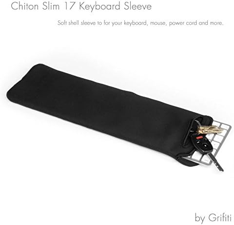 GRIFITI Chiton Fat 17 7" x 18" Neoprene Keyboard Sleeve Cover for 17 Inch 10key Mechanical & Standard Keyboards Portable Case - Extra Pocket for Cable, Mouse, Gaming Trackpad or Computer Tenkeyless