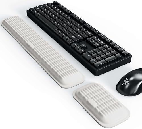 MEKASS Ergonomic Wrist Rest for Keyboard and Mouse, Soft Memory Foam Keyboard Wrist Rest Set with Non-Slip Silicone Base, Easy Typing, Pain Relief, Comfort for Office, Work, Gaming (Classic Black)