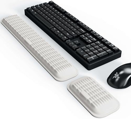 MEKASS Ergonomic Wrist Rest for Keyboard and Mouse, Soft Memory Foam Keyboard Wrist Rest Set with Non-Slip Silicone Base, Easy Typing, Pain Relief, Comfort for Office, Work, Gaming (Classic Black)