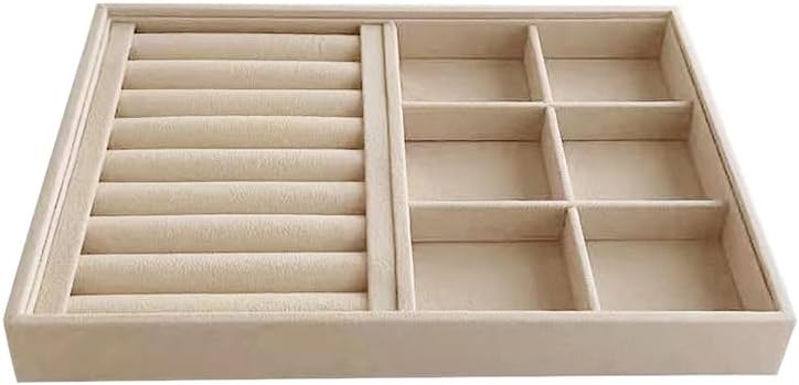 Velvet Sunglasses Organizer Tray 4 Slot, Stackable Eyewear & Glasses Display Case, Premium Beige Velvet, Scratch-Free Lining, Drawer Insert for Dressing Table Vanity Home Retail Trade Show
