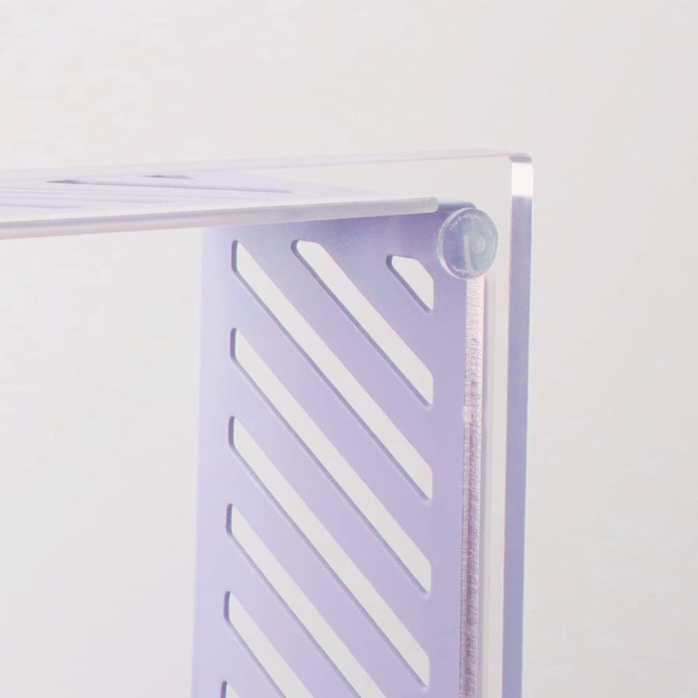 Sticky Note Holder Memo Pad Cube Dispenser 3.5 x 3.5Inch Notepad Holder Acrylic Base Purple Metal Mesh Desk Organizer for Home Office Supplies (Purple Memo Pad Holder)