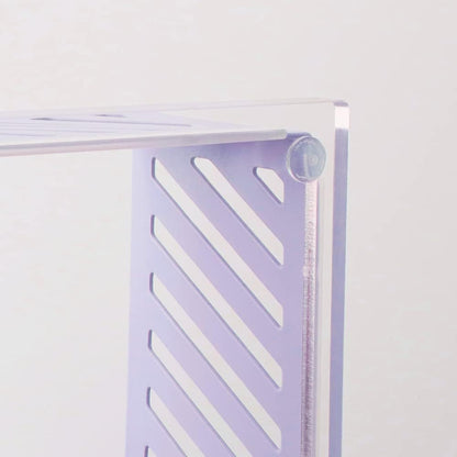 Sticky Note Holder Memo Pad Cube Dispenser 3.5 x 3.5Inch Notepad Holder Acrylic Base Purple Metal Mesh Desk Organizer for Home Office Supplies (Purple Memo Pad Holder)