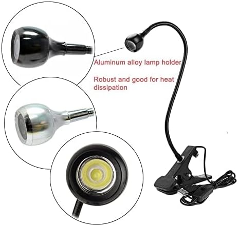 LED Desk Lamp Clip On Light,360°Flexible Gooseneck and Clamp Reading Light,Portable USB Powered Task Light with Clamp,Night Light Clip on for Desk, Bed Headboard and Computers Silver