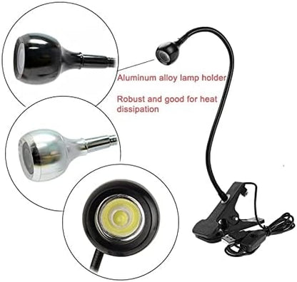 LED Desk Lamp Clip On Light,360°Flexible Gooseneck and Clamp Reading Light,Portable USB Powered Task Light with Clamp,Night Light Clip on for Desk, Bed Headboard and Computers Silver