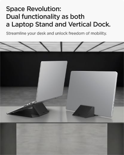 Spigen Slim Fold Portable Laptop Stand Keyboard Riser Foldable Ergonomic Angle Lift Anti-Slip Compatible with MacBook Neo, MacBook Air, MacBook Pro 11"-16" and iPad/Air/Pro and More - Black (LD201-S4)
