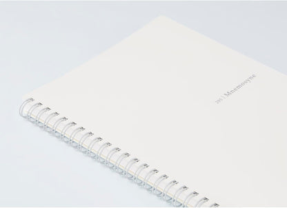 Maruman Mnemosyne Lined Notebook- Vertical A5, 5.83" x 8.27", 70 Sheets / 140 Pages, 7mm College Ruled With Center Line Journal, Perforated Pages & Wire-Bound to Lay Flat, Black, Made in Japan - Colors A