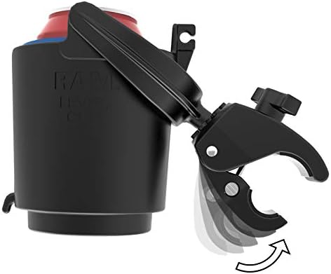 RAM Mounts Tough-Claw Mount Cup Holder, Level Cup 16oz Self-Leveling Drink Holder with B Size 1" Ball, Handlebar & Rail Clamp RAM-B-132-400U