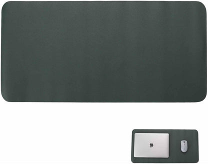 Double-Sided Keyboard Mouse Pad, 31.5"x15.7" PU Leather and Cork Desk Mat Large Overlocked-Edge Desk Pad with Matching Thread, Black