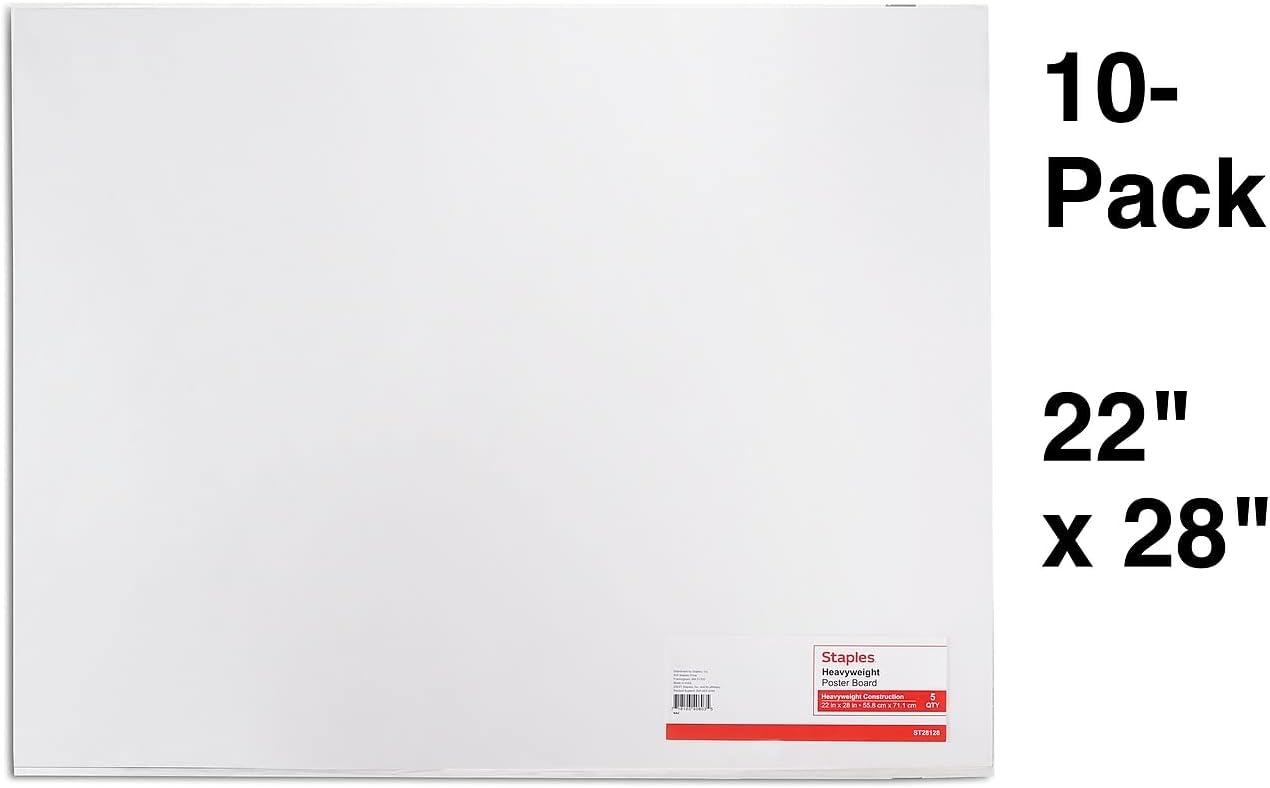 Staples Poster Board, 22" x 28", White, 20/Carton - Display Boards for School & Office Projects