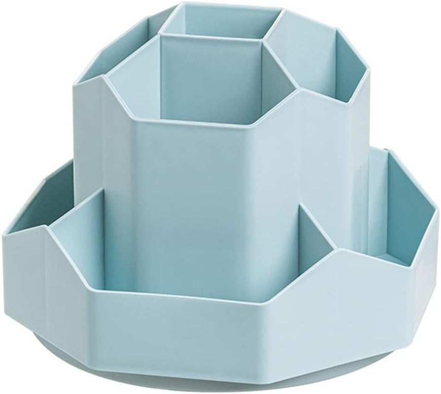 Rotating Art Supply Storage Organizer,Pencil Holder with 9 Compartment, Pen Storage Organizer, for Kids Art Desk, Homeschool Supplies, Home Office Desktop Organizer(White)