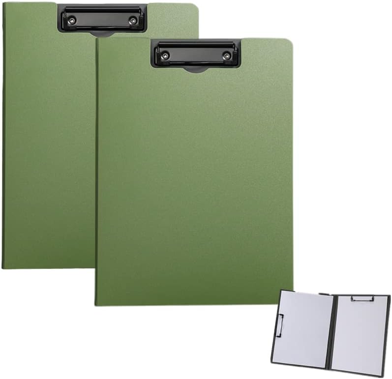 2 Pcs Folding Clipboard,Clipboard Foldable 9x12.5 inch Waterproof File Folder Clip Boards,A4 or A3 Size File Cover Folder Writing Clipboards with Two Metal Clip,Support Horizontal and Vertical (Black)