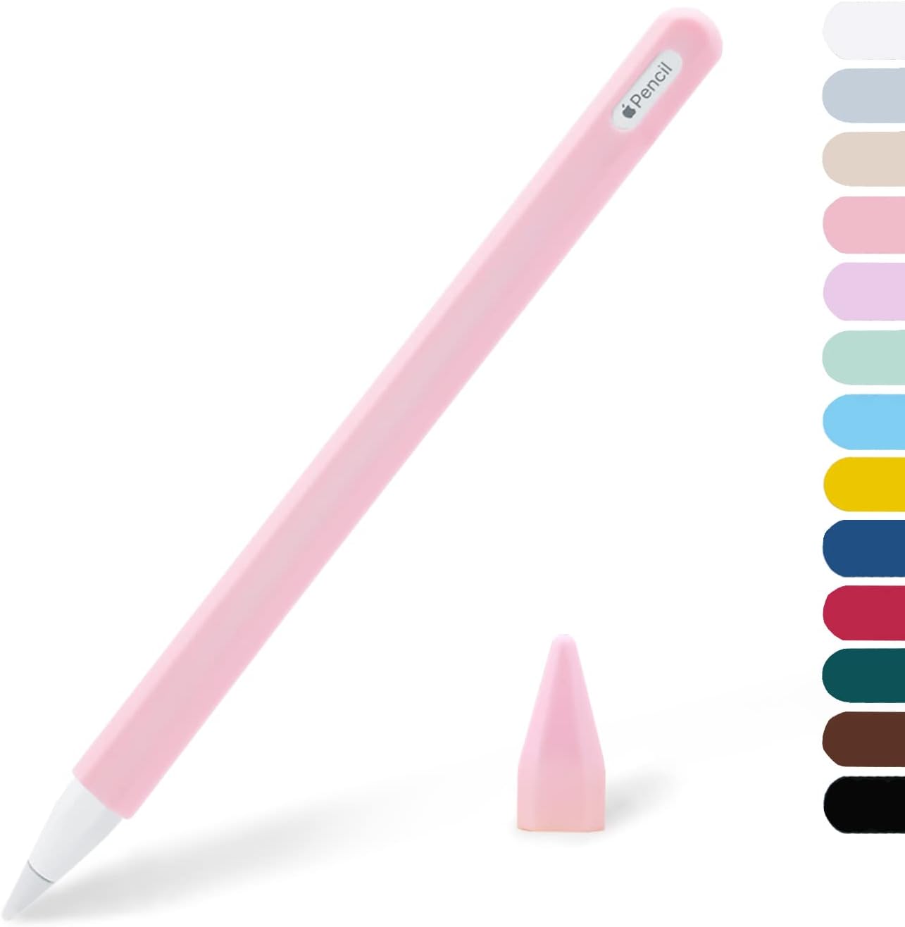 KELIFANG Silicone Case for Apple Pencil Pro 2024 & Apple Pencil 2nd Generation, Cute Pink Protective Skin Sleeve Cover Holder Grip and Tip Cap Accessories Compatible with iPad Pro 11 12.9 13 Inch