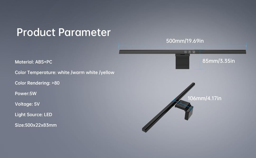 Monitor Light Bar with RGB Backlight, Computer LED Screen Lamp for Eye Caring, USB Powered Dual Light Source with Touch Control Timed Computer Monitor Desk Lamp for Game Office Home