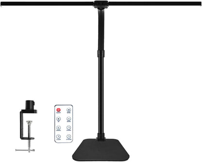 LED Desk Lamp for Office Dorm Home - Eye Caring Desk Light with Timer, Remote Control 24W Brightest Dual Screen Computer Monitor Gooseneck Dimmable Table lamp with Anti-Glare Cover Clamp