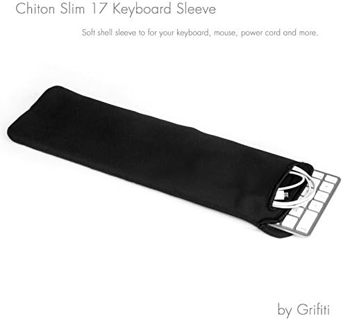 GRIFITI Chiton Fat 17 7" x 18" Neoprene Keyboard Sleeve Cover for 17 Inch 10key Mechanical & Standard Keyboards Portable Case - Extra Pocket for Cable, Mouse, Gaming Trackpad or Computer Tenkeyless