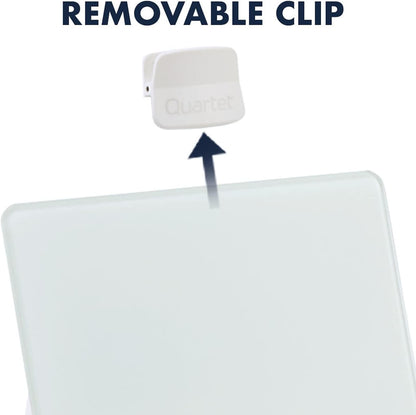 Quartet Dry Erase White Board 9"W x 11"H Desktop Glass Pad with Removable Clip and Marker, White (GDE119)