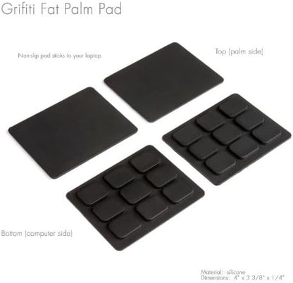 GRIFITI Small Slim Palm Pads Notebook Wrist Rest with Tacky Silicone Reposition Ergonomic Carpal Tunnel Resting Support for Computer MacBook & Laptop Keyboard Typing Pad (2 Small 3 x 2.75 inches)