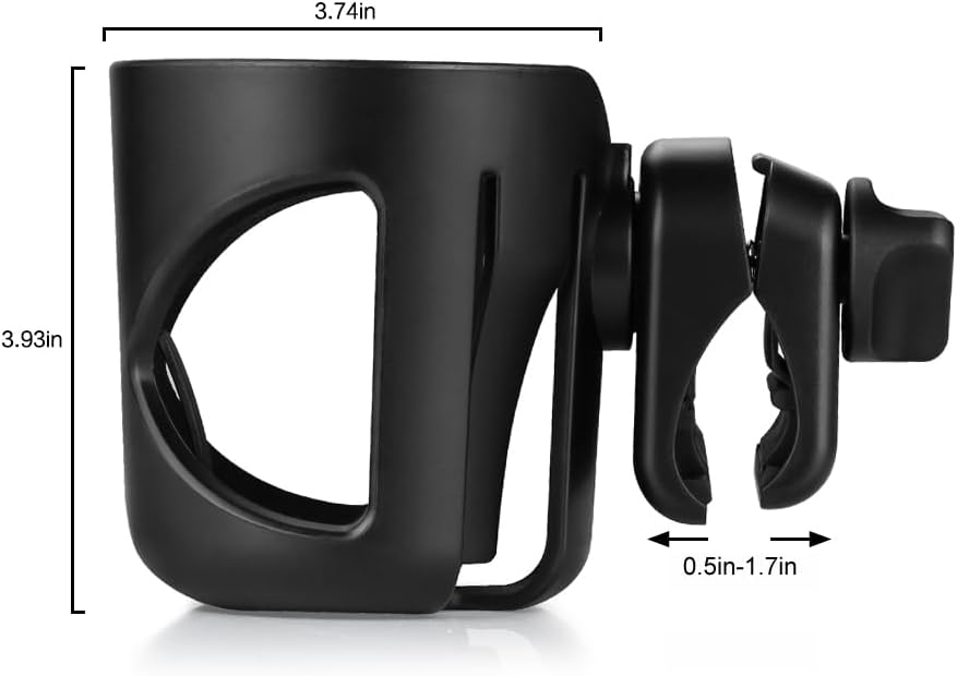 Accmor Stroller Cup Holder, Universal Cup Holder for Stroller Walker Bike, 360° Rotatable Large Caliber Designed Bottle Holder for Stroller, Bike, Wheelchair, Scooter