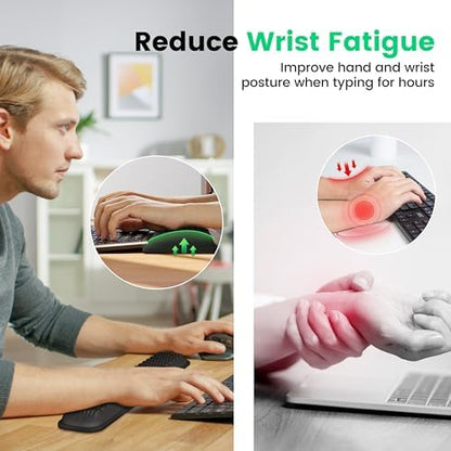 MEKASS Ergonomic Wrist Rest for Keyboard and Mouse, Soft Memory Foam Keyboard Wrist Rest Set with Non-Slip Silicone Base, Easy Typing, Pain Relief, Comfort for Office, Work, Gaming (Classic Black)