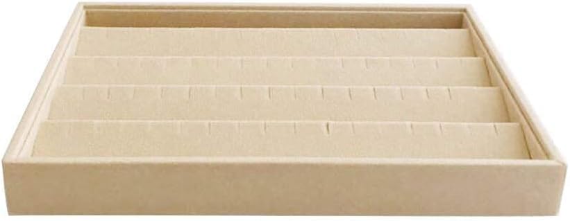 Velvet Sunglasses Organizer Tray 4 Slot, Stackable Eyewear & Glasses Display Case, Premium Beige Velvet, Scratch-Free Lining, Drawer Insert for Dressing Table Vanity Home Retail Trade Show