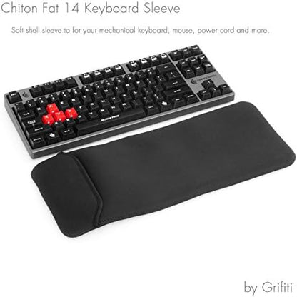 GRIFITI Chiton Fat 14 7" x 14" Neoprene Keyboard Sleeve Cover For 14 Inch Tenkeyless Mechanical & Standard 10keyless Keyboards Portable Case - Extra Pocket for Cable, Computer Mouse or Gaming Trackpad